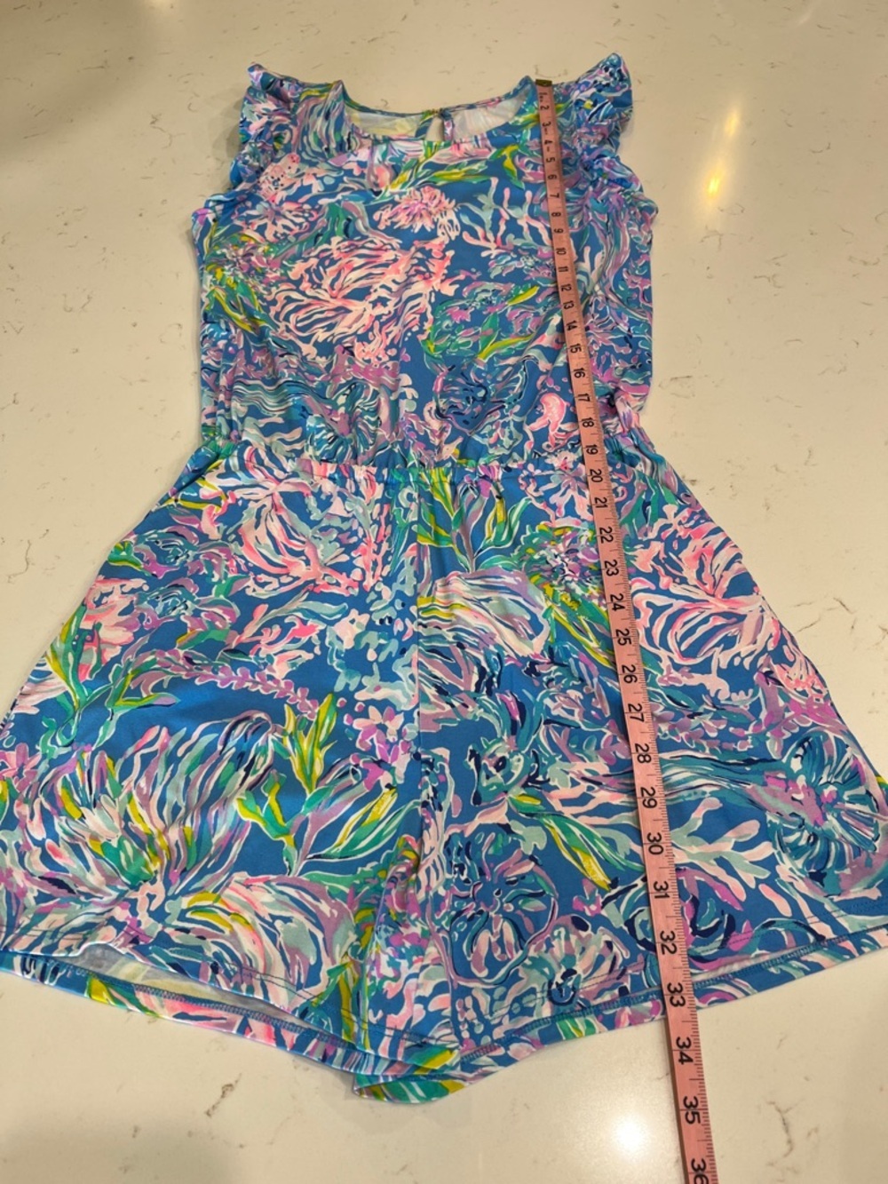 Lilly Pulitzer Patsi Romper All Together Now Print Blue Pink - Picture 12 of 12
